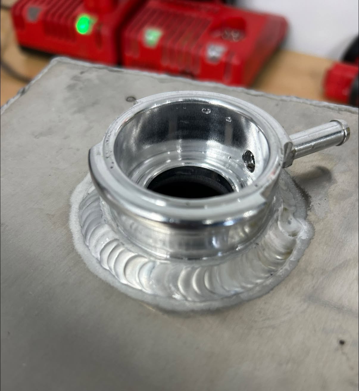 TIG-welded aluminum filler neck